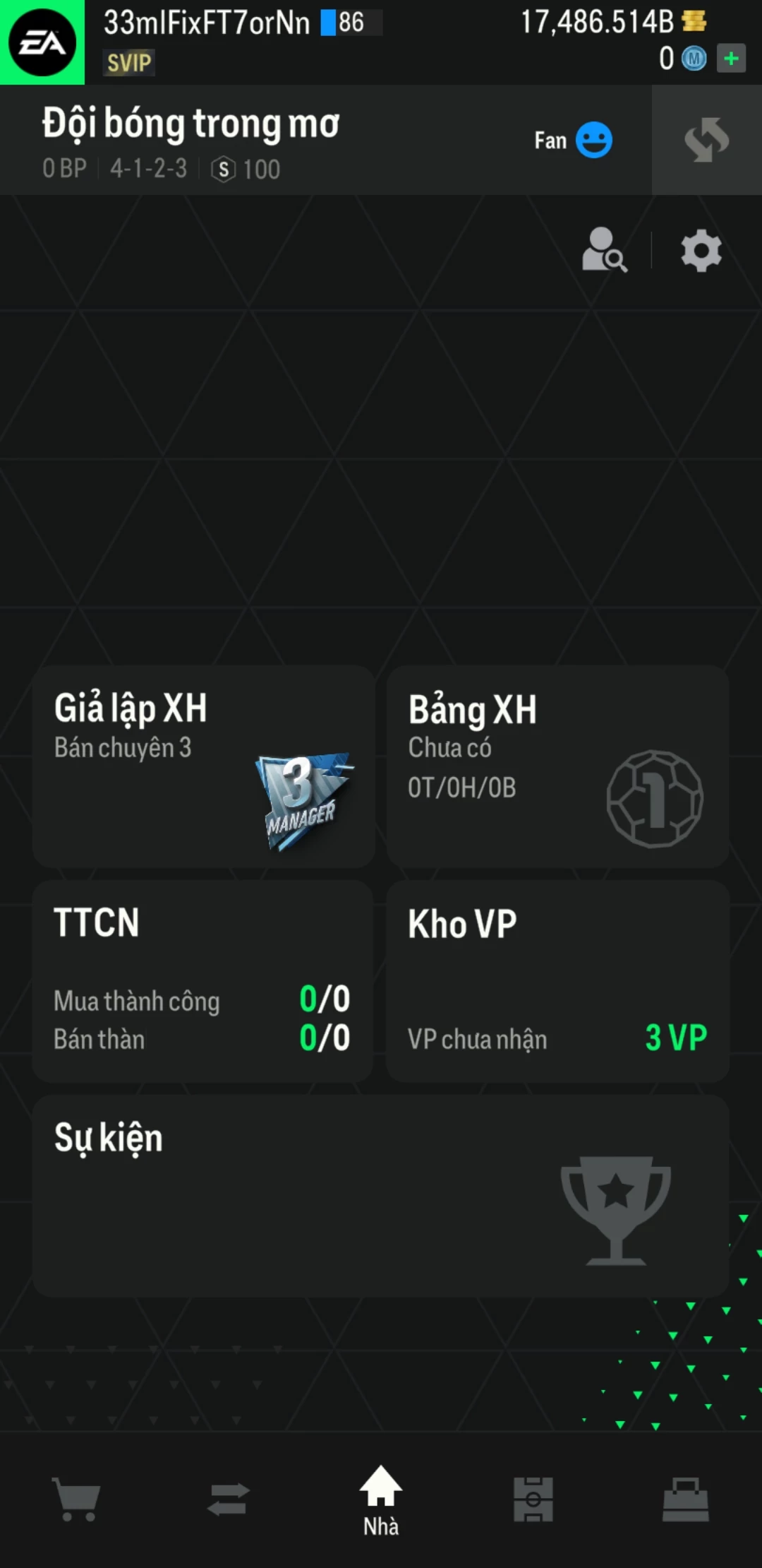 Ảnh ACC mở thẻ (LOẠI SVIP PRO) gồm 550+ đến 700+ thẻ cầu thủ từ Siêu sao đến Miền núi các loại. Có sẵn BP trắng từ 15,500 tỷ BP đến 17,500 tỷ BP, ACC còn nhiều ngày SVIP